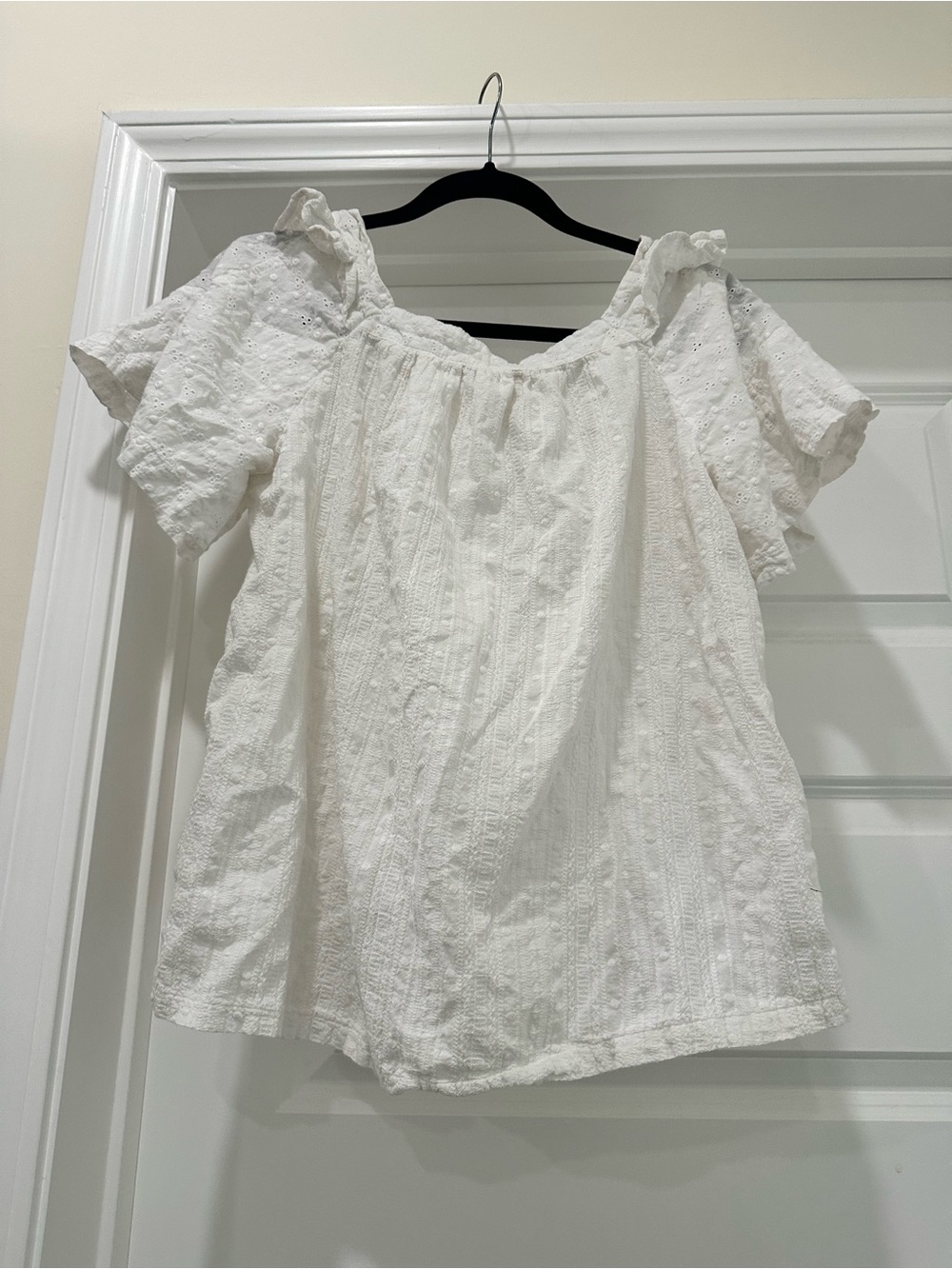 White Ruffle Sleeve Blouse - Picture 2 of 3